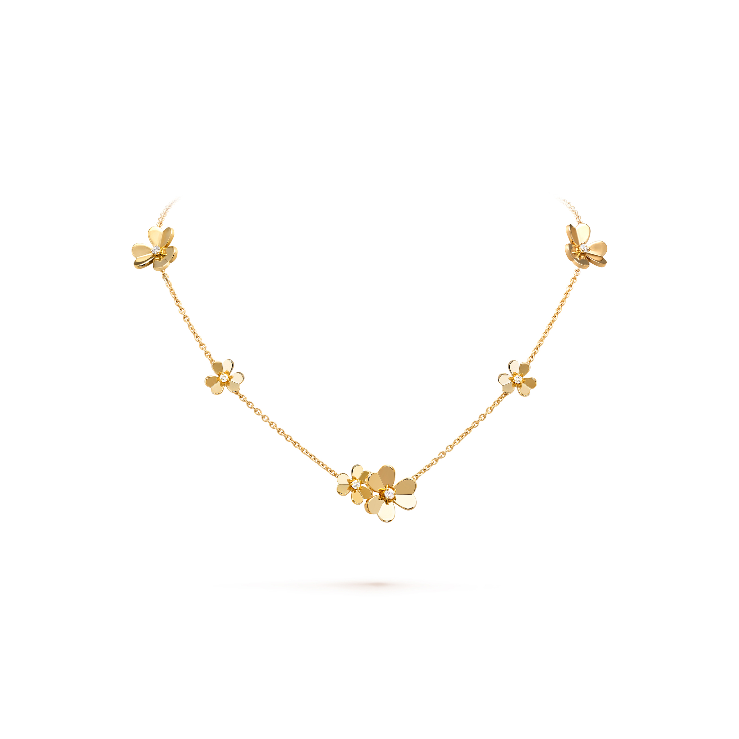 v*n cl*f arpels frivole necklace, 9 flowers - yellow gold, Di*m*nd vcard31500